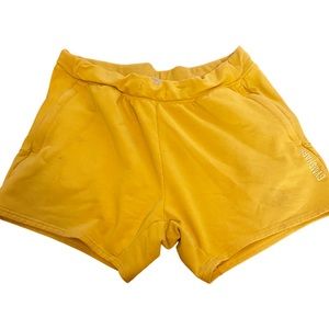 Gymshark Large Yellow Shorts with Zipper Pockets